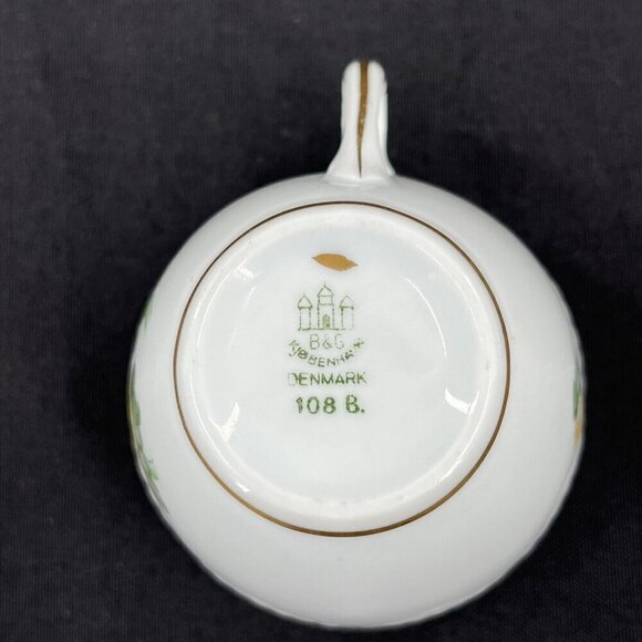 Bing & Grondahl B&G Kjobenhavn Denmark Porcelain Cups Saucers Yellow Set of 2 - Picture 7 of 10